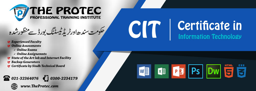 CIT offered at The Protec Computer Institute Naval Colony Karachi.
